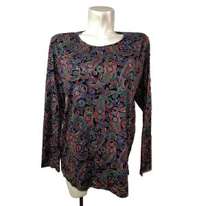 Lauren Ralph Lauren Women’s Size 2X Multi Paisley Floral Print Cotton LS Shirt